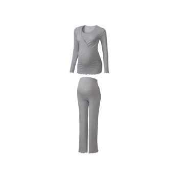 esmara® Damen Umstandspyjama aus weicher Ripp-Qualität (grau, XL(48/50)) - B-Ware sehr gut