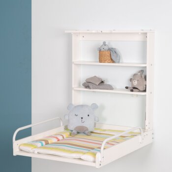 roba Wandwickelregal Dschungelbaby, klappbar, inkl. Wickelunterlage, weiß - B-Ware neuwertig