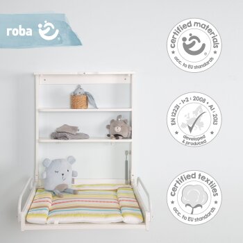 roba Wandwickelregal Dschungelbaby, klappbar, inkl. Wickelunterlage, weiß - B-Ware neuwertig