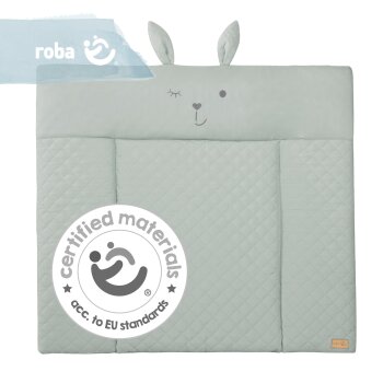 roba Wickelauflage soft roba Style 85x75 cm, abwischbar, mit Hasengesicht „Lily“, frosty green - B-Ware neuwertig