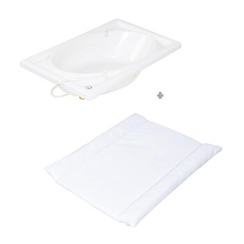 roba Bade Wickel Kombi Baby Pool Wickeltisch klappbar, mit integrierter Badewanne, natur - B-Ware sehr gut