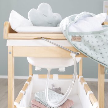 roba Bade Wickel Kombi Baby Pool Wickeltisch klappbar, mit integrierter Badewanne, natur - B-Ware sehr gut