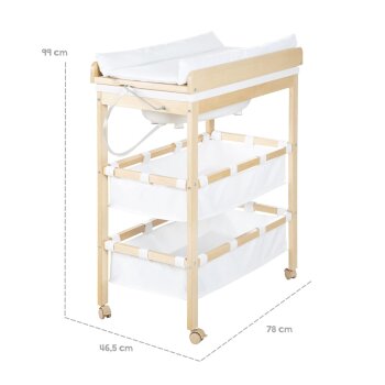 roba Bade Wickel Kombi Baby Pool Wickeltisch klappbar, mit integrierter Badewanne, natur - B-Ware sehr gut