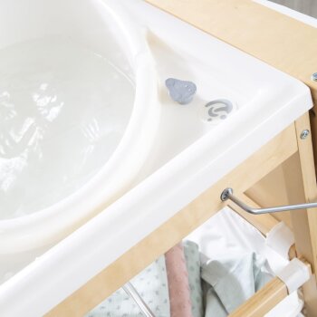 roba Bade Wickel Kombi Baby Pool Wickeltisch klappbar, mit integrierter Badewanne, natur - B-Ware sehr gut