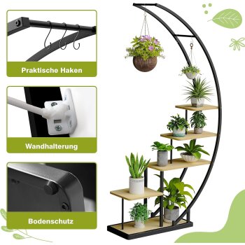 Ribelli 5-stufiger Metall-Pflanzenständer in Halbmondform, braun - B-Ware sehr gut