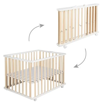 roba Laufgitter, klappbar, 75 x 100 cm - Platzsparender und faltbarer Baby Laufstall Holz - B-Ware sehr gut