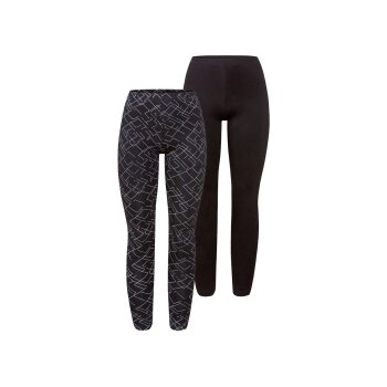 esmara® Damen Leggings, 2 Stück, mit Baumwolle (gemustert/schwarz, 3XL(56/58)) - B-Ware neuwertig