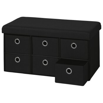 LIVARNO home Sitztruhe, mit 6 Schubladen (schwarz) - B-Ware neuwertig