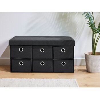LIVARNO HOME Sitztruhe, mit 6 Schubladen (Schwarz) - B-Ware neuwertig