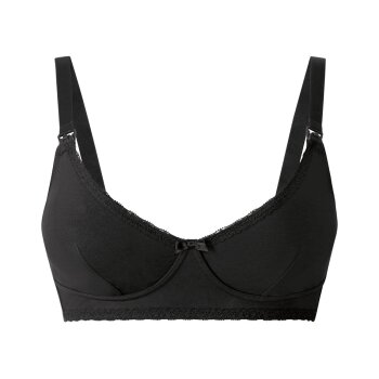 esmara® Damen Still-BHs, 2 Stück, bügellos, mit hohem Baumwollanteil (schwarz/weiß, 85E) - B-Ware neuwertig