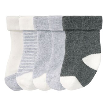 lupilu® Baby Thermo-Socken, 5 Paar, mit hohem Baumwollanteil, weiß/grau (19/22) - B-Ware neuwertig