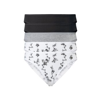 esmara® Damen Minislips, 5 Stück, mit hohem Baumwollanteil (schwarz/grau/weiß, S(36/38)) - B-Ware neuwertig