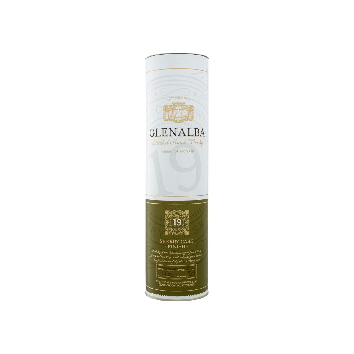 Glenalba Blended Scotch Whisky 19 Vol Cask mit Finish 40% Jahre € B-Ware 32,99 Sherry Geschenkbox , - Oloroso