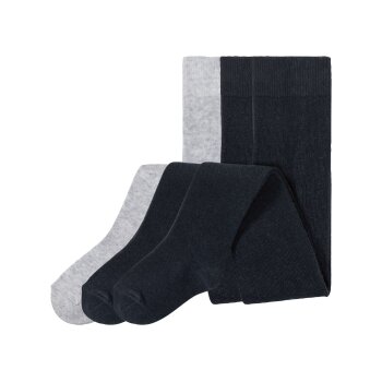 lupilu® Kleinkinder Jungen Strumpfhosen mit Baumwolle, 3 Stück (grau/marine, 98/104) - B-Ware neuwertig