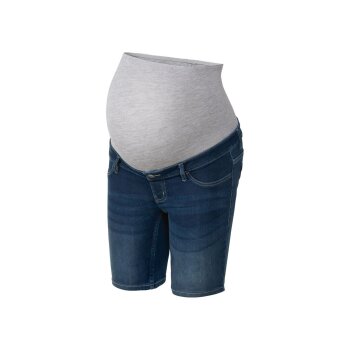 esmara® Damen Umstands-Jeansshort mit elastischem Bauchband (dunkelblau, 44) - B-Ware neuwertig