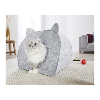 zoofari® Katzenhaus mit abnehmbarem Kissen, grau -...