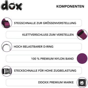 DDOXX Hundegeschirr Nylon, verstellbar, Gr. S, Lila - B-Ware neuwertig