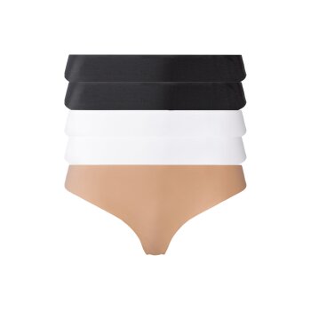 esmara® Damen Strings, 5 Stück, nahtlos (schwarz/beige/weiß, M(40/42)) - B-Ware neuwertig