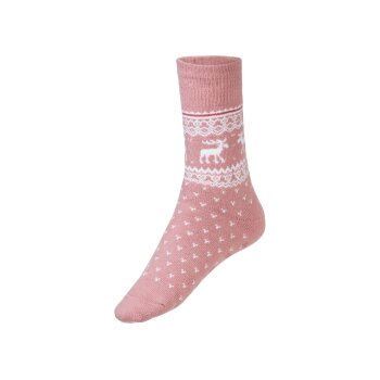esmara® Damen Thermo Socken, 2 Paar, weich und wärmend (Pink Motif/Light Grey Melange, 35-38) - B-Ware neuwertig