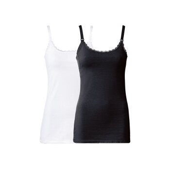 esmara® Damen Still-Tops, 2 Stück, mit hohem Bio-Baumwollanteil (schwarz/weiß, S(36/38)) - B-Ware neuwertig