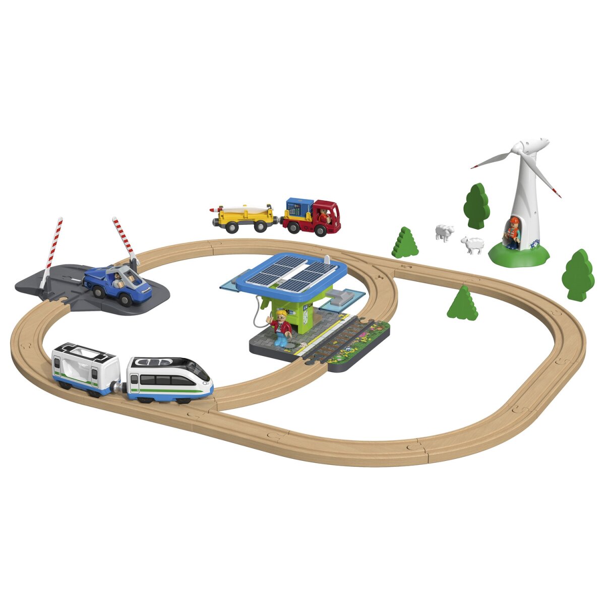 Playtive Eisenbahn-Set Baustelle / Erneuerbare Energien, aus Buchenholz -  B-Ware, 25,99 €