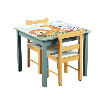 LIVARNO home Kindertisch mit 2 Stühlen, mit Safari-Motiven - B-Ware sehr gut