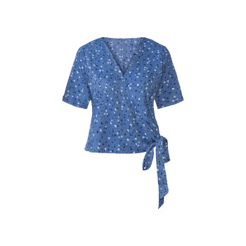 esmara® Damen Bluse in Wickeloptik (blau, S(36/38)) -...