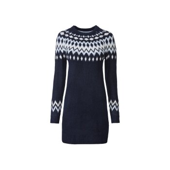esmara® Damen Strickkleid, Muster im im Norwegerstil (navy, S(36/38)) - B-Ware neuwertig