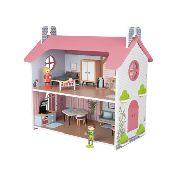 Playtive Holz Puppenhaus, 41-teilig, abnehmbares Dach -...