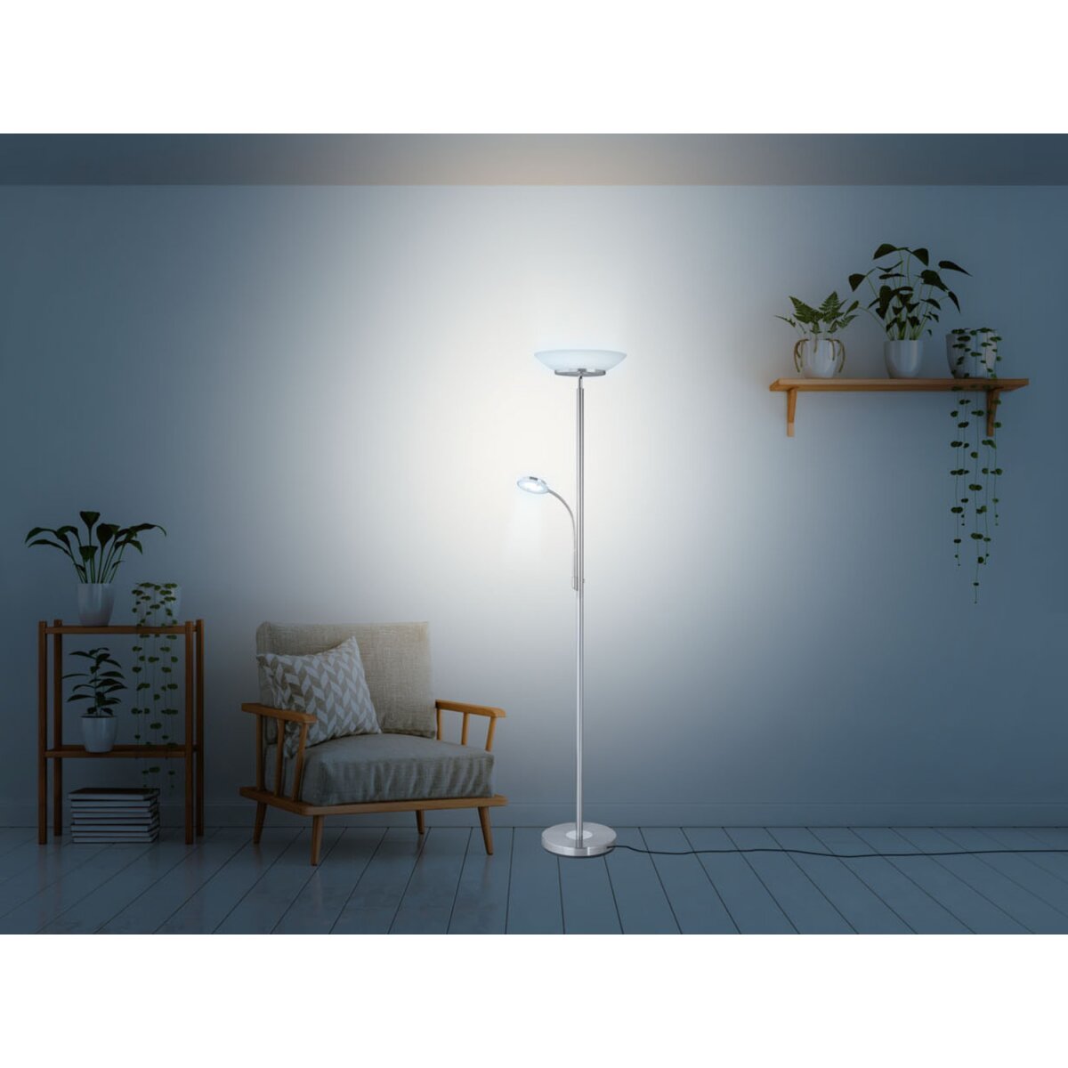LIVARNO home LED-Deckenfluter, Glasschale, mit Leselampe - B-Ware  neuwertig, 73,99 € | Stehlampen