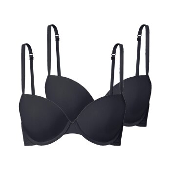esmara® Damen T-Shirt-BHs, 2 Stück, mit gepaddeten Cups (black/black, 85B) - B-Ware neuwertig