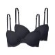 esmara® Damen T-Shirt-BHs, 2 Stück, mit gepaddeten Cups (black/black, 85B) - B-Ware neuwertig