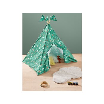 lupilu® Holz Spielzelt Tipi, mit Baumwolle (grün) - B-Ware neuwertig