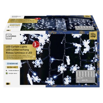 LIVARNO home LED-Lichtervorhang, 440 LEDs (Lichterkette mit Schneeflocke) - B-Ware neuwertig
