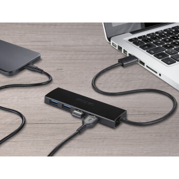 TRONIC® USB-Hub, mit 4 USB-3.0-Anschlüssen (schwarz) - B-Ware neuwertig