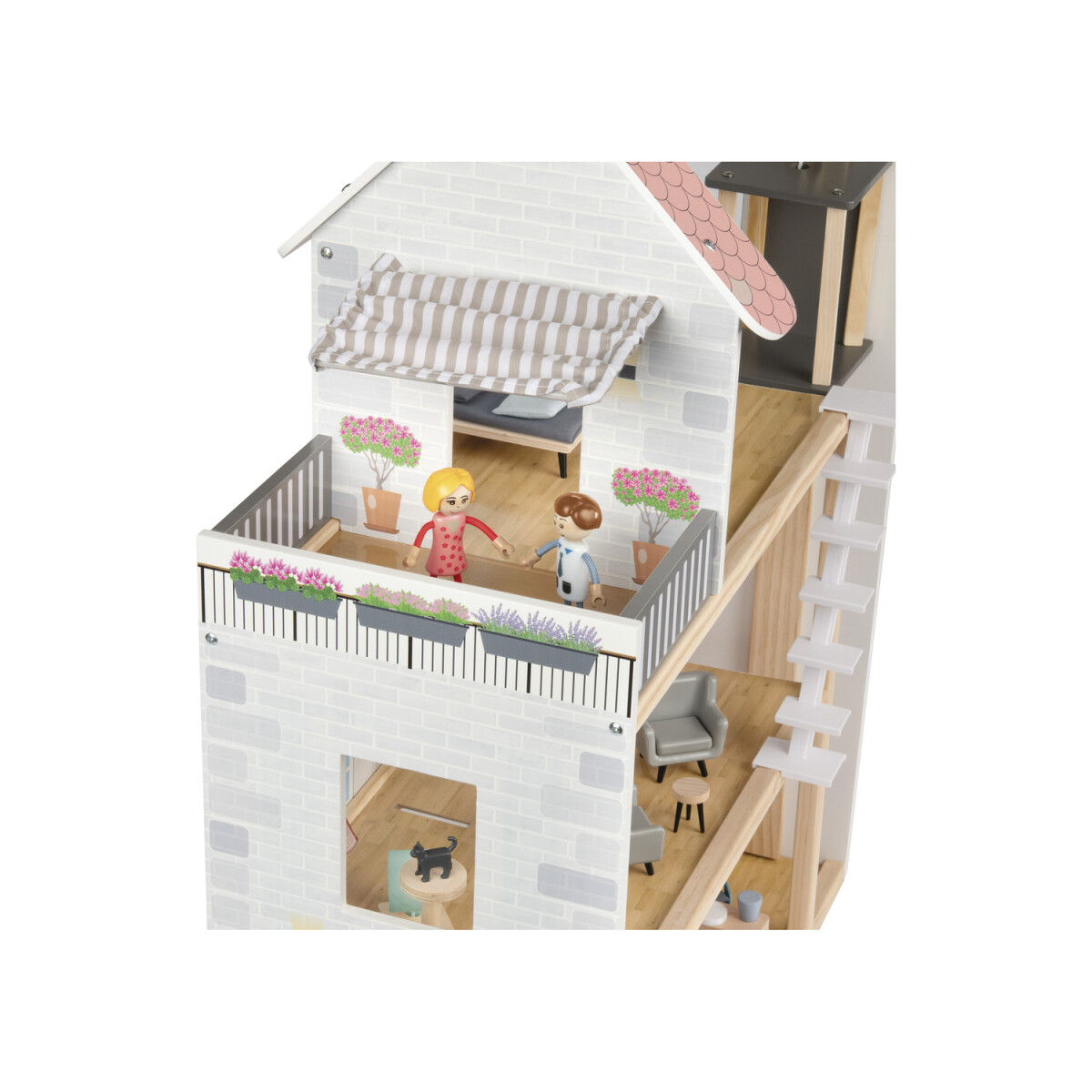 Playtive 54-teilig, Holz Puppenhaus, 2 mit gut, 46,99 - € B-Ware sehr Puppen