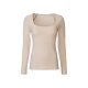 esmara® Damen Geripptes Langarmshirt, figurbetont (beige, L(44/46)) - B-Ware neuwertig