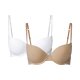 esmara® Damen Push Up BH, 2 Stück, mit verstellbaren Trägern (beige/weiß, 70A) - B-Ware neuwertig