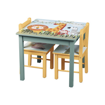 LIVARNO home Kindertisch mit 2 Stühlen, mit Safari-Motiven - B-Ware neuwertig