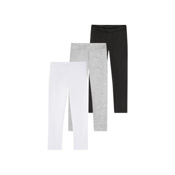 lupilu® Kleinkinder Mädchen Leggings, 3 Stück, mit Baumwolle (schwarz/weiß/hellgrau, 98/104) - B-Ware neuwertig