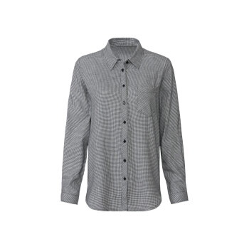 esmara® Damen Flanellhemd aus reiner Baumwolle (Hahnentritt/schwarz/weiß, 44) - B-Ware neuwertig