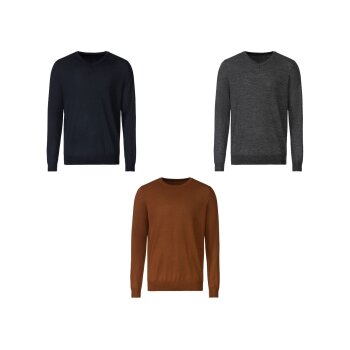 LIVERGY® Herren Feinstrickpullover mit Merinowolle -...
