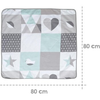 roba Babydecke Happy Patch - 80 x 80 cm, mint/grau - B-Ware neuwertig