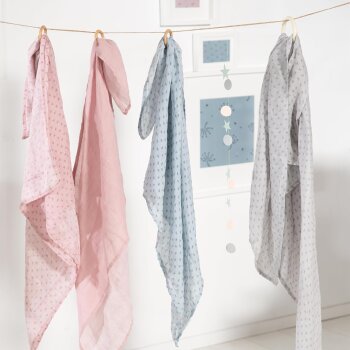 roba organic 3er Windel Set Lil Planet - 80 x 80 cm, rosa/mauve - B-Ware neuwertig