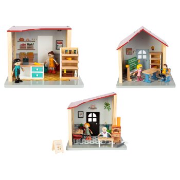 Playtive Puppenhaus Spielset, aus Echtholz - B-Ware