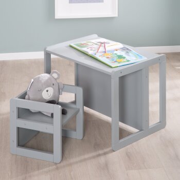 roba Kindersitzgruppe 3in1- Wendehocker & Tisch, zu Kinderbank umwandelbar, Taupe - B-Ware neuwertig
