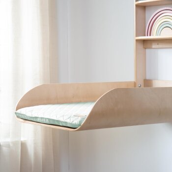 roba Wandwickelregal - Klappbares Wickelregal aus Holz natur + Wickelauflage roba Style Frosty green - B-Ware sehr gut