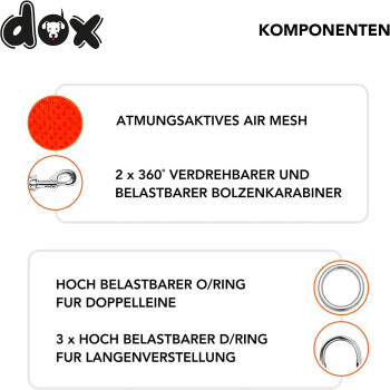 DDOXX Hundeleine Air Mesh, 3-fach verstellbar, 2 m, M -...