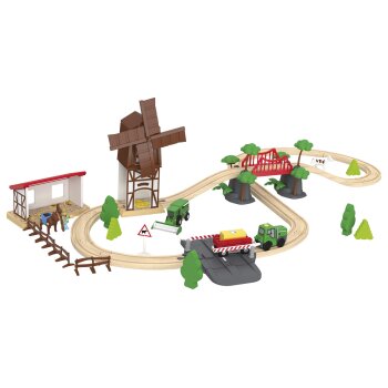 Playtive Eisenbahn-Set Feuerwehr / Countryside, aus Buchenholz (Countryside) - B-Ware sehr gut