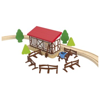 Playtive Eisenbahn-Set Feuerwehr / Countryside, aus Buchenholz (Countryside) - B-Ware sehr gut